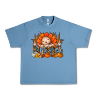Pebble Blue Thanksgiving Turkey Pumpkin Blessed Urban Heavy Tee - CowhideDigitalArt