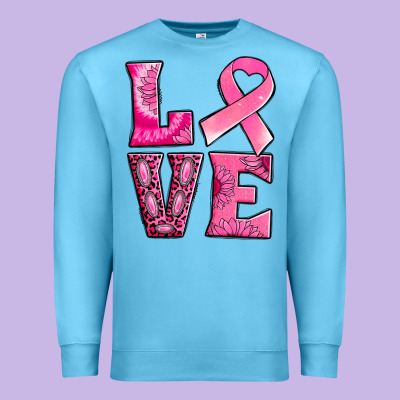 Breast Cancer Love Premium Sweatshirt Designed By Nancycooperartshop
