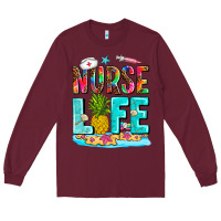 Burgundy nurse life summer Long Sleeve Tee - AdoDesignShop