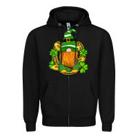 Black st patricks day gnomes horseshoe shamrock gold Zipper Hoodie - Artiststas