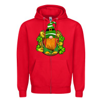 Red st patricks day gnomes horseshoe shamrock gold Zipper Hoodie - Artiststas