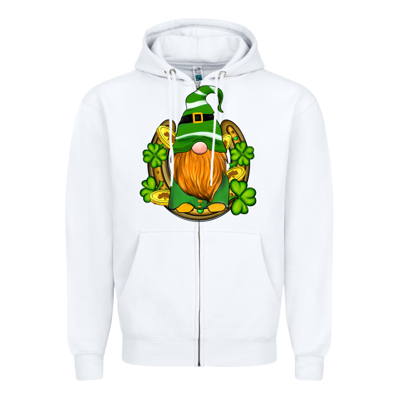 St Patricks Day Gnomes Horseshoe Shamrock Gold Zipper Hoodie by Artiststas | Teevron