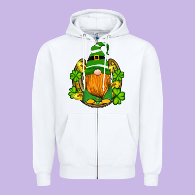 St Patricks Day Gnomes Horseshoe Shamrock Gold Zipper Hoodie Designed By Artiststas