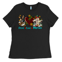 Black peace love martini Ladies Tee - AdoDesignShop