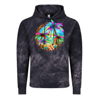 Cloud Black summer colorful palms Vintage Hoodie - texasbilliewilder