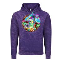 Cloud Purple summer colorful palms Vintage Hoodie - texasbilliewilder