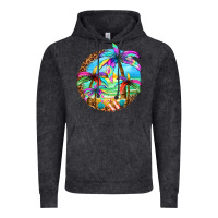 Vintage Black summer colorful palms Vintage Hoodie - texasbilliewilder