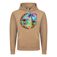 Vintage Coffee summer colorful palms Vintage Hoodie - texasbilliewilder
