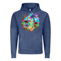 Vintage Denim summer colorful palms Vintage Hoodie - texasbilliewilder