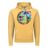 Vintage Mustard summer colorful palms Vintage Hoodie - texasbilliewilder