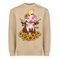 Mushroom cow with pig and chick Heavyweight Sweatshirt - RanaPortraitStore