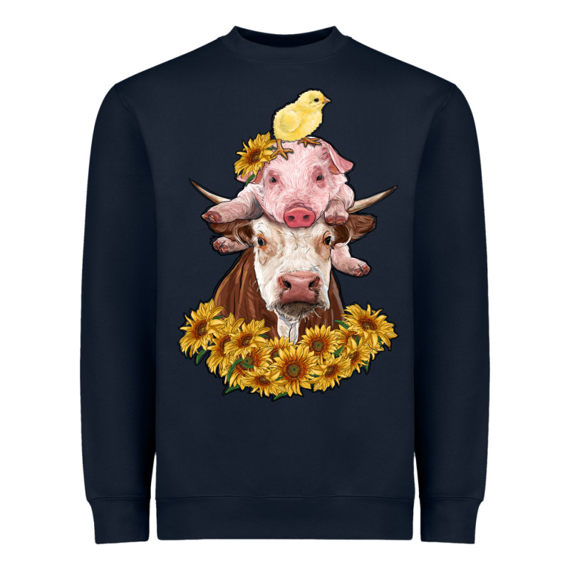 Cow With Pig And Chick Heavyweight Sweatshirt by RanaPortraitStore | Teevron