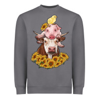 Storm cow with pig and chick Heavyweight Sweatshirt - RanaPortraitStore
