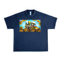 Navy 2 donkeys sunflower Urban Heavy Tee - BarkalooDesign