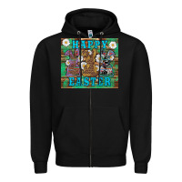 Black easter happy easter western bunnies daisies Zipper Hoodie - Artiststas
