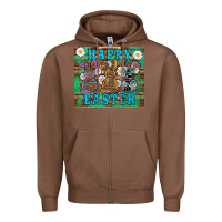 Chestnut easter happy easter western bunnies daisies Zipper Hoodie - Artiststas