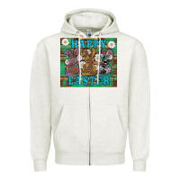 Oatmeal Heather easter happy easter western bunnies daisies Zipper Hoodie - Artiststas