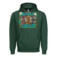 Easter Happy Easter Western Bunnies Daisies Zipper Hoodie | Teevron