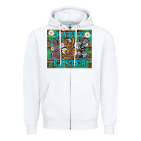 White easter happy easter western bunnies daisies Zipper Hoodie - Artiststas