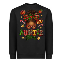 Black Auntie Claus Afro Messy Bun Heavyweight Sweatshirt - texasbilliewilder