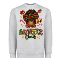 Heather Grey Auntie Claus Afro Messy Bun Heavyweight Sweatshirt - texasbilliewilder