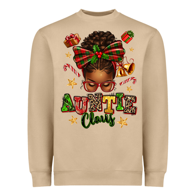 Auntie Claus Afro Messy Bun Heavyweight Sweatshirt by texasbilliewilder | Teevron