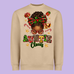Auntie Claus Afro Messy Bun Heavyweight Sweatshirt Designed By Texasbilliewilder