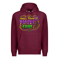 Burgundy small town mardi gras Premium Hoodie - LillyAllenDesigns