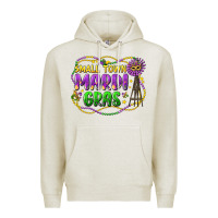 Oatmeal Heather small town mardi gras Premium Hoodie - LillyAllenDesigns