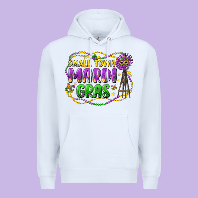 Small Town Mardi Gras Premium Hoodie Designed By Lillyallendesigns
