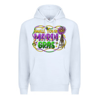 White small town mardi gras Premium Hoodie - LillyAllenDesigns