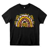 Black sunflower sports rainbow Heavy Core Tee - RacoonDesign