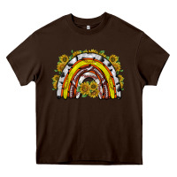 Chocolate Brown sunflower sports rainbow Heavy Core Tee - RacoonDesign