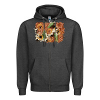 Charcoal Heather horseshoe cowhide cactus background Zipper Hoodie - AdoDesignShop