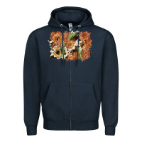 Navy horseshoe cowhide cactus background Zipper Hoodie - AdoDesignShop