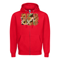 Red horseshoe cowhide cactus background Zipper Hoodie - AdoDesignShop