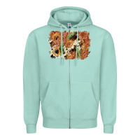 Seafoam horseshoe cowhide cactus background Zipper Hoodie - AdoDesignShop