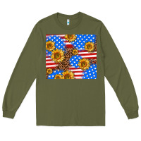 Army Green basic sunflower and leopard Long Sleeve Tee - AdoDesignShop