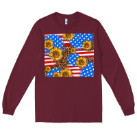 Burgundy basic sunflower and leopard Long Sleeve Tee - AdoDesignShop