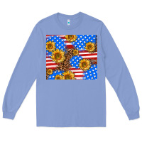 Colony Blue basic sunflower and leopard Long Sleeve Tee - AdoDesignShop