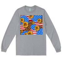 Heather Grey basic sunflower and leopard Long Sleeve Tee - AdoDesignShop