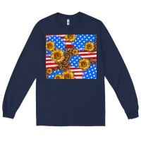 Navy basic sunflower and leopard Long Sleeve Tee - AdoDesignShop