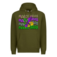 Army Green mardi gras with fleur de lis Premium Hoodie - LillyAllenDesigns