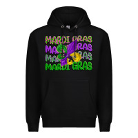 Black mardi gras with fleur de lis Premium Hoodie - LillyAllenDesigns