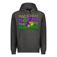 Charcoal Heather mardi gras with fleur de lis Premium Hoodie - LillyAllenDesigns