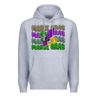 Heather Grey mardi gras with fleur de lis Premium Hoodie - LillyAllenDesigns