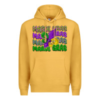Mustard mardi gras with fleur de lis Premium Hoodie - LillyAllenDesigns