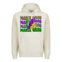 Oatmeal Heather mardi gras with fleur de lis Premium Hoodie - LillyAllenDesigns