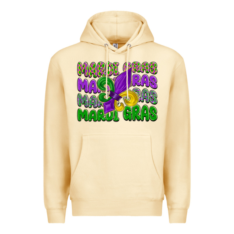 Mardi Gras With Fleur De Lis Premium Hoodie by LillyAllenDesigns | Teevron