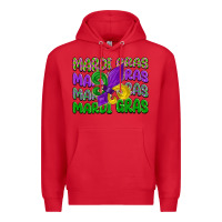 Red mardi gras with fleur de lis Premium Hoodie - LillyAllenDesigns